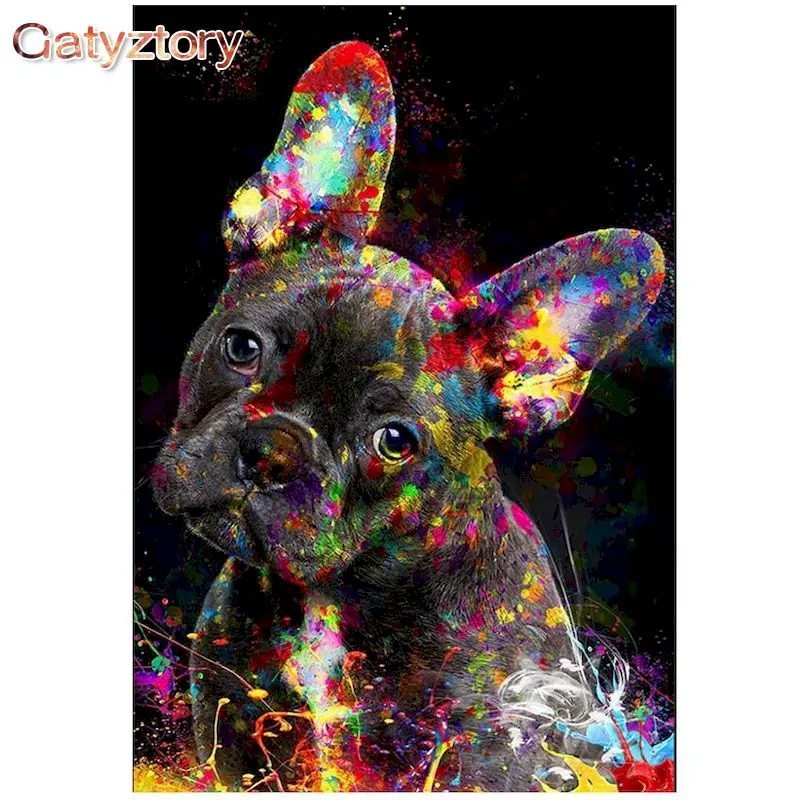 

GATYZTORY Painting By Number Black Dog Drawing On Canvas HandPainted Paint Art Gift DIY Pictures By Number Home Decoration Kits