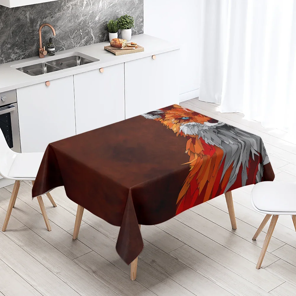 1pc Cute Fox Tablecloth Party Restaurant Table Decoration Waterproof Rectangular Kawaii New Home Kitchen
