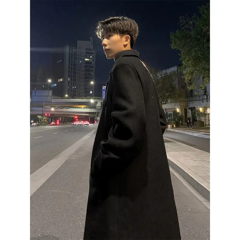 

Мужское пальто из шерстяной смеси в готическом стиле Y2K, для колледжа, рыбалки, в стиле преппи, водонепроницаемое, дышащее, винтажное, приятное к коже, эластичное