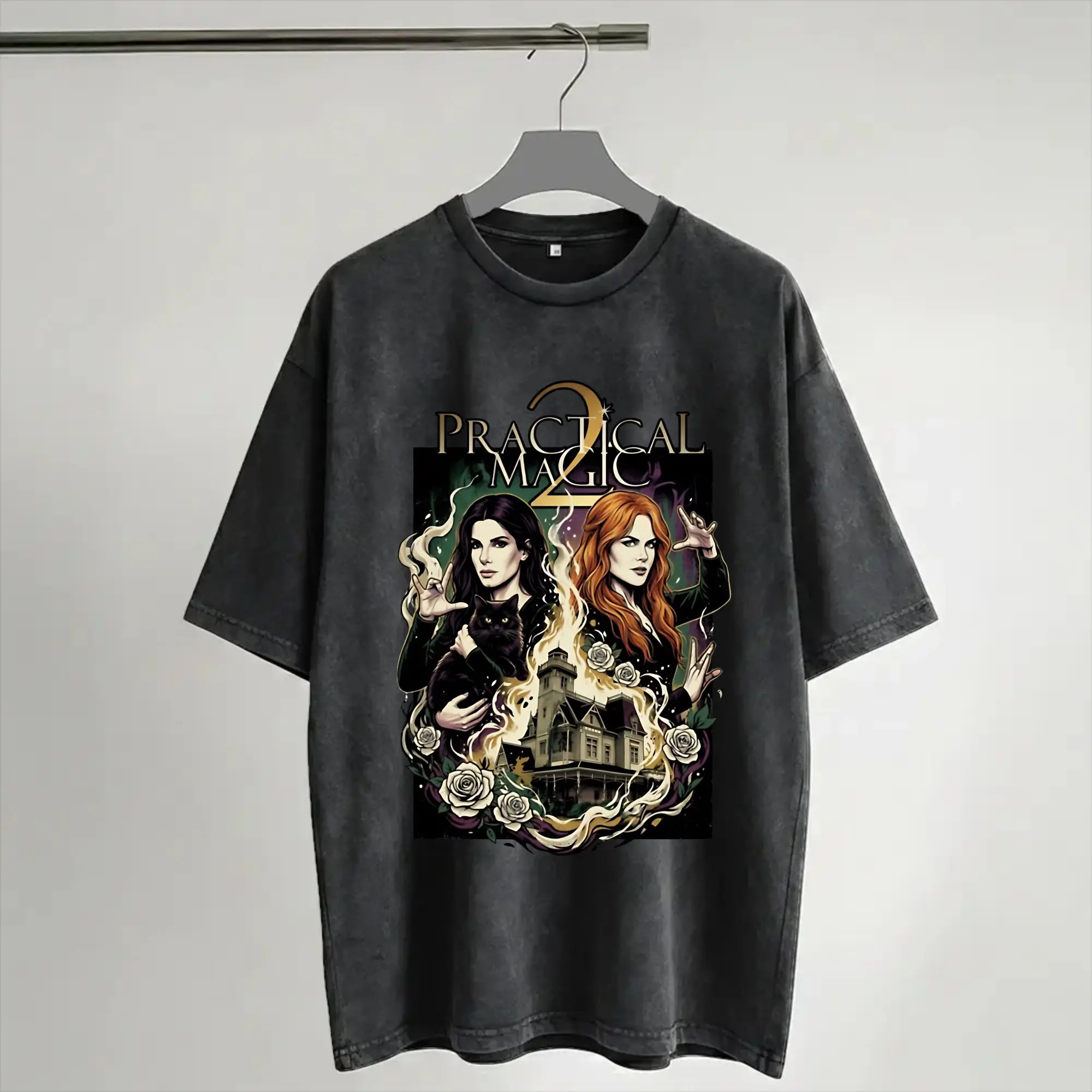 Harajuku Washed Shirt Practical Magic 2 Apparel Cool T-Shirts Oversize  Streetwear Short Sleeve Summer Tops Tees