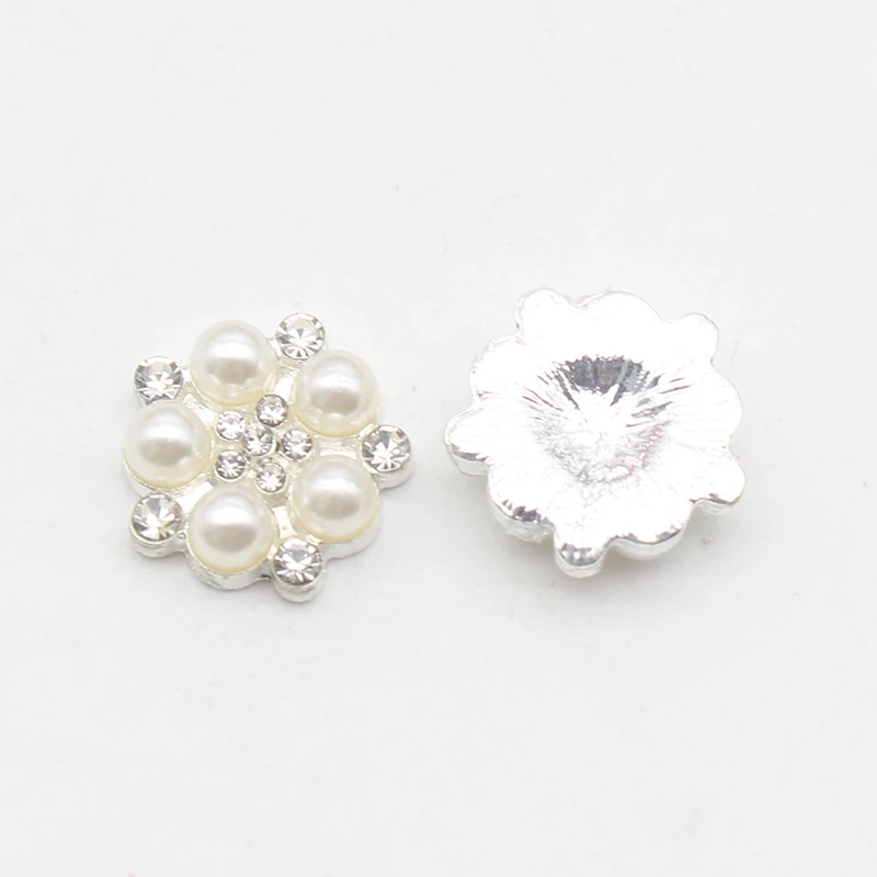 Fashion 16mm Alloy Pearl Rhinestone Button Flower Heart Ornament DIY Clothing Hair Accessories Jewelry Creative Clothing Bow Acc