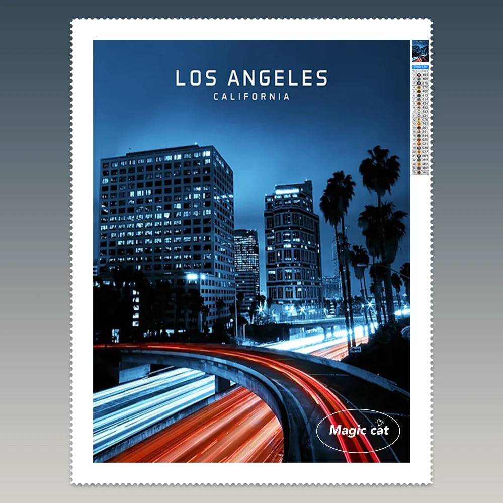 

American city scenery DIY Diamond Painting Los Angeles Sunset Handmade Diamond Embroidery Animal Home Wall Decor Beginner Hand