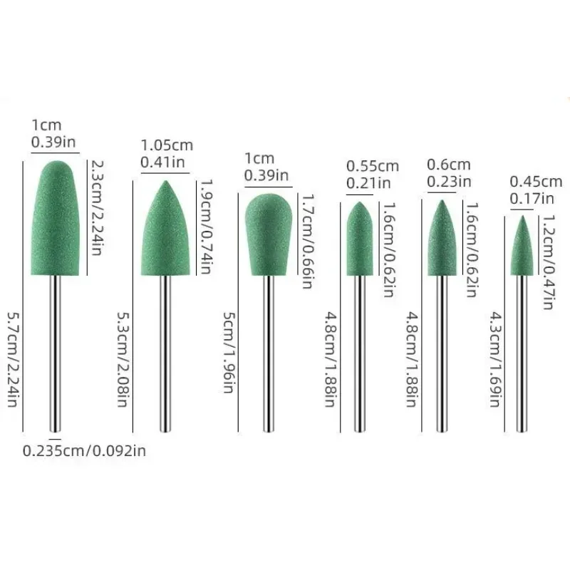 6Pcs Gummi Silikon Nagel Schleifen Kopf Nagel Polieren EntfernungNail Puffer Elektrische Maniküre Maschine Nagel Bohrer Zubehör Werkzeuge