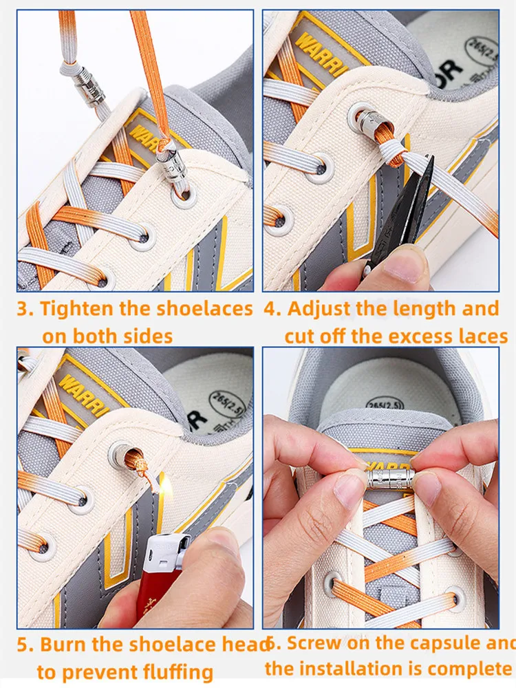 1คู่สียืดหยุ่น Shoelaces สำหรับรองเท้าผ้าใบ Laces ไม่มี Binding แบนยางสายเด็กผู้ใหญ่ Quick Lace Strings