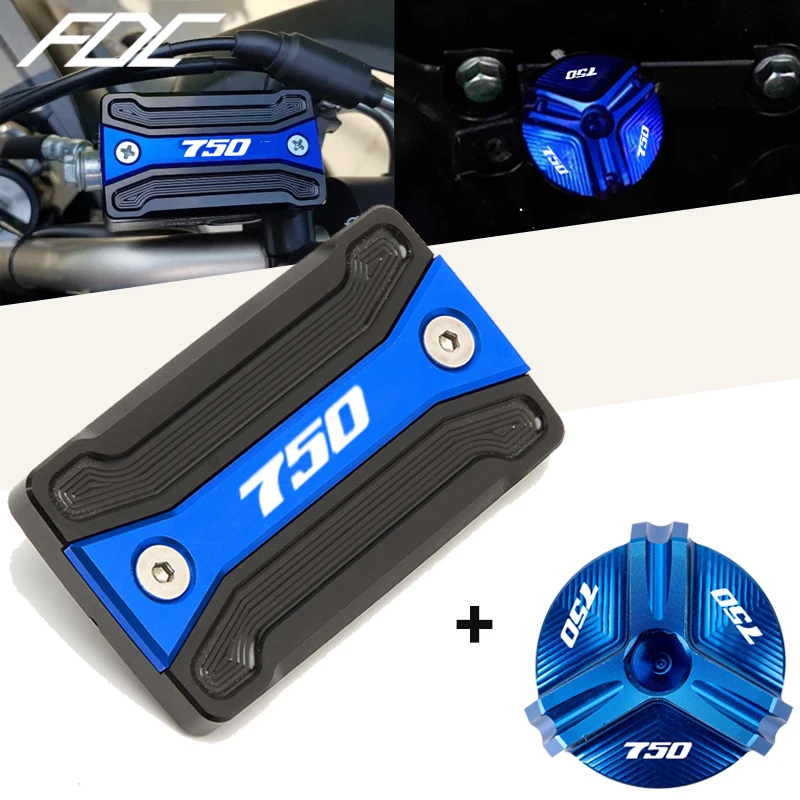 For SUZUKI GSX-S750 gsxs 750 GSXS750 Motorcycle CNC Front Brake Fluid Reservoir Cover Oil Tank Protector & Engine Oil Filler Cap