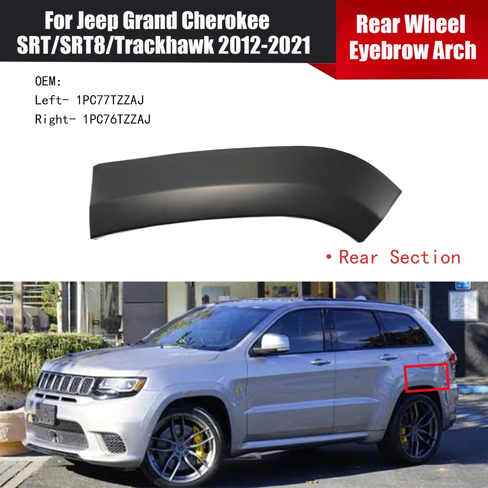 

Car Rear Wheel Eyebrow Arch Rear Part For Jeep Grand Cherokee SRT/SRT8/Trackhawk/High Altitude/Summit 2012-2021 Fender Flare