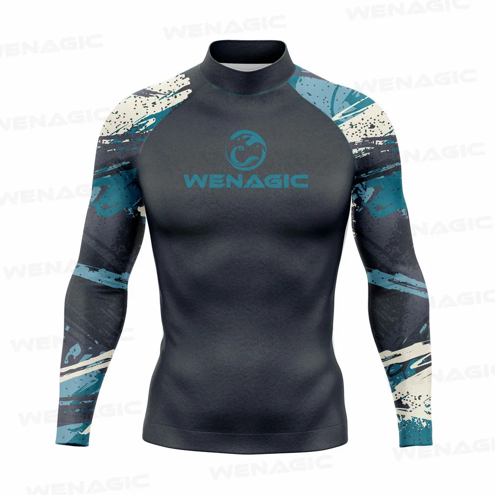 Summer New Men\'s UV Protection Rash Guard Diving Surf t Shirt Swimming T-shirt Swimsuit Beach Swimwear Long Sleeve Surfing Suits