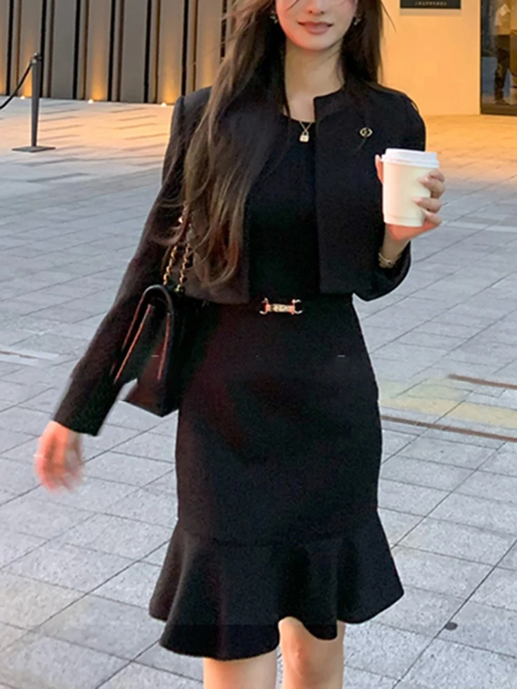 

Ele Bla Svel Fi Tail Dr, осень-зима, новый стильный облегающий комплект из двух предметов, пальто, верхняя одежда для женщин