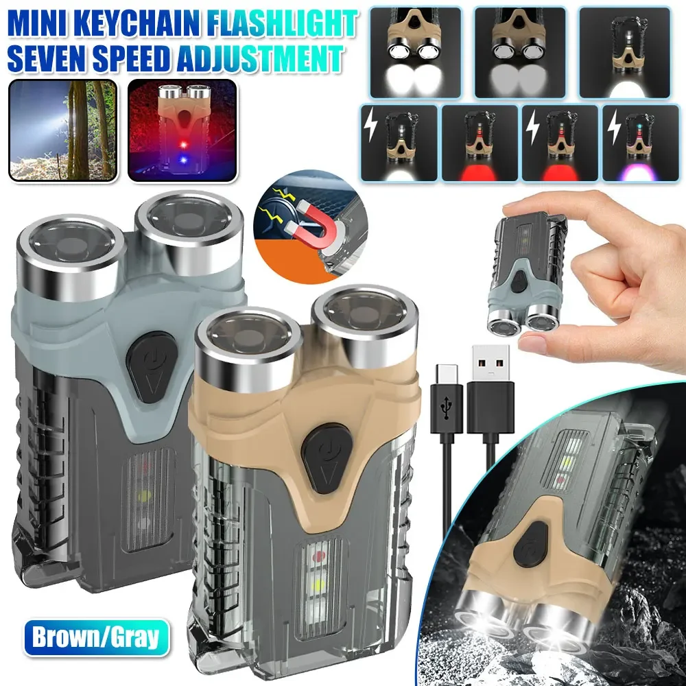 

Мини-брелок EDC, фонарик Type-C, перезаряжаемый многофункциональный магнитный фонарик, уличный водонепроницаемый аварийный рабочий фонарь для кемпинга