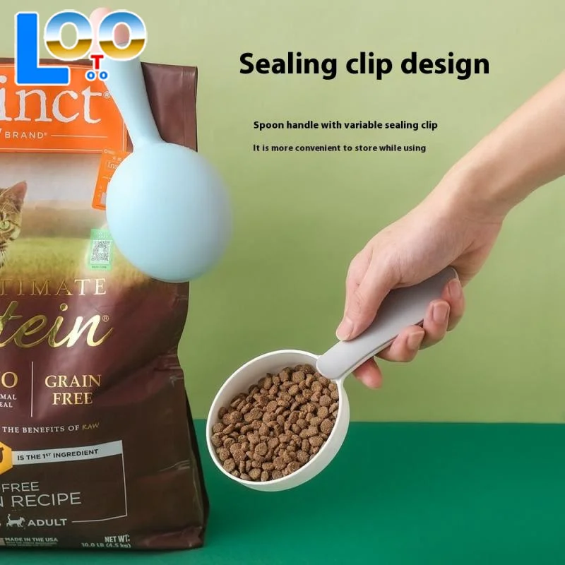 Лопатка для кормления домашних животных, совок для корма с уплотнительным зажимом, многофункциональная пластиковая ложка для кормления домашних животных, специальная мерная ложка для кормления домашних животных