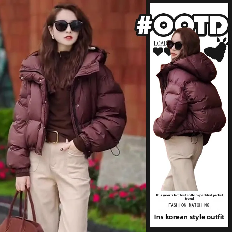 

Корейское хлопковое тюлевое женское модное пальто свободного кроя с капюшоном, одежда для хлеба, модное осенне-зимнее новое поступление