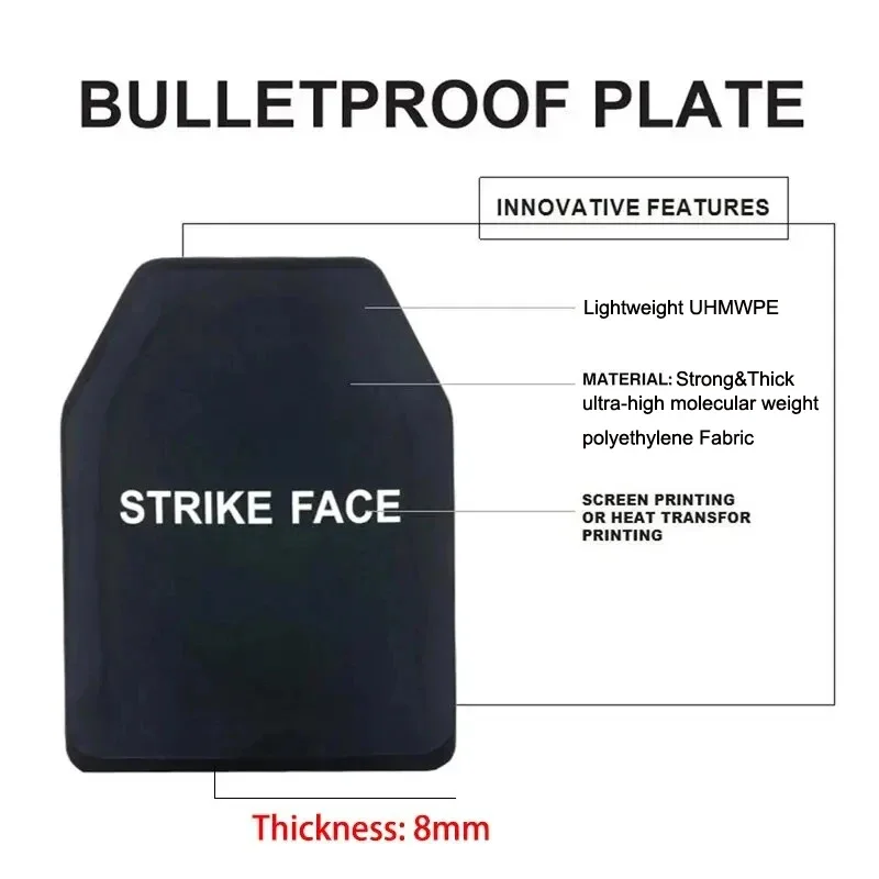 Ballistic Plate UHMWPE Body Armor Vest Bulletproof Plates Lightweight Anti-Stab Bullet-Proof Shield Panel NIJ IIIA Stand Alone