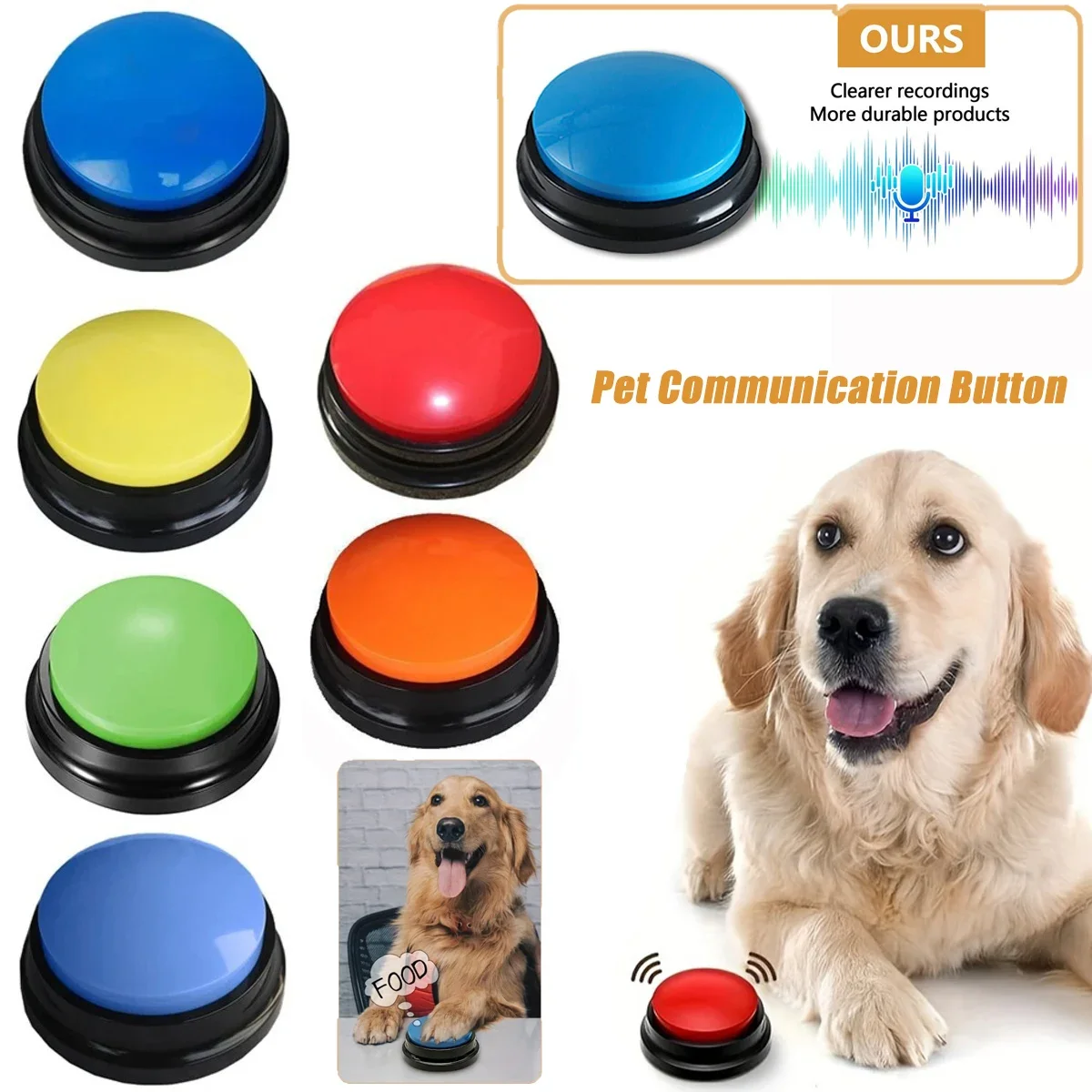 

Pet Voice Recording Button Training Buzzer Dog Toys 30 Second Record Cat Dog Communication Button Playback Pet Talking Button