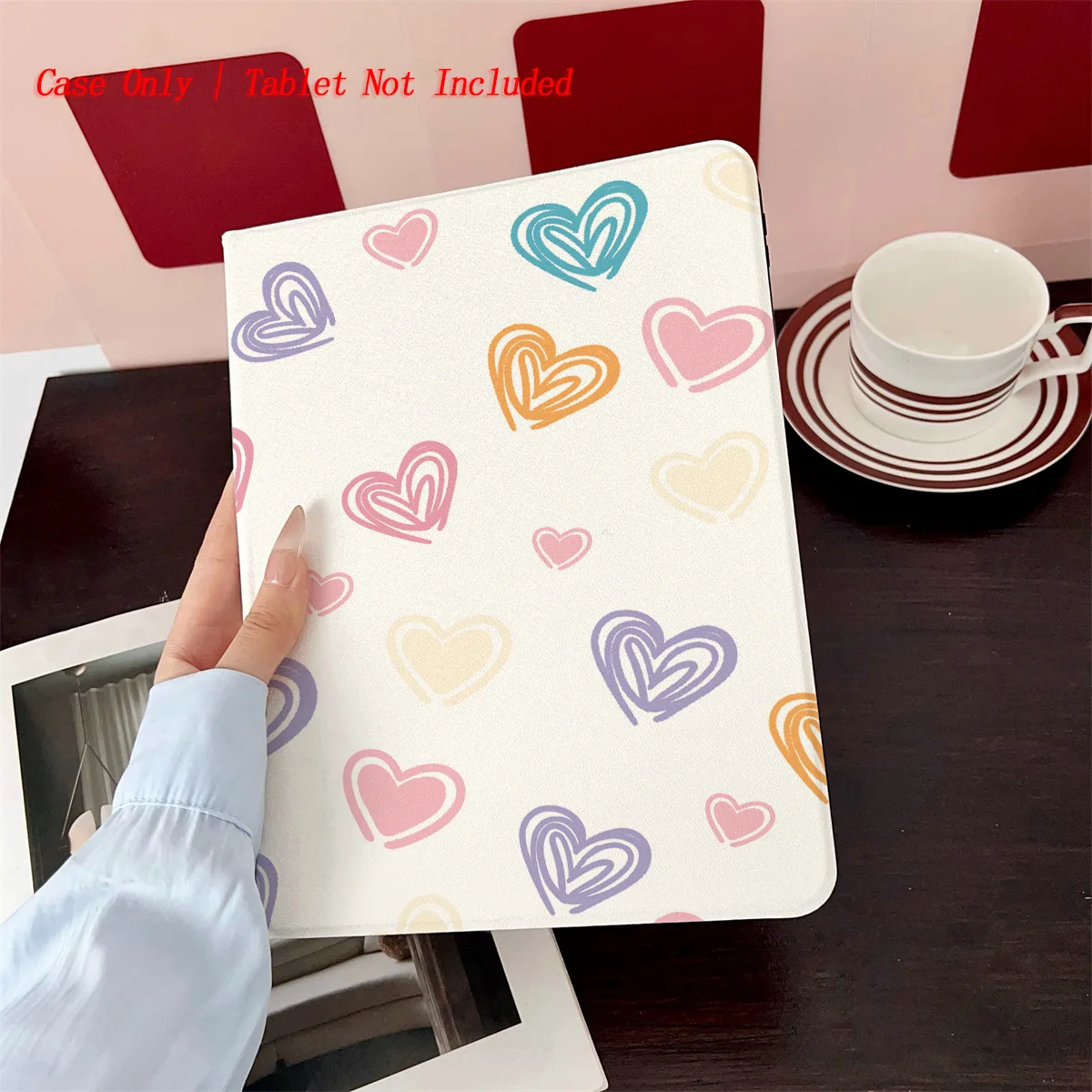 

For Apple iPad Pro 11 M5/12.9 7th Gen Case Multicolor Hearts Pattern TPU+PC Shockproof Cover Auto Wake/Sleep