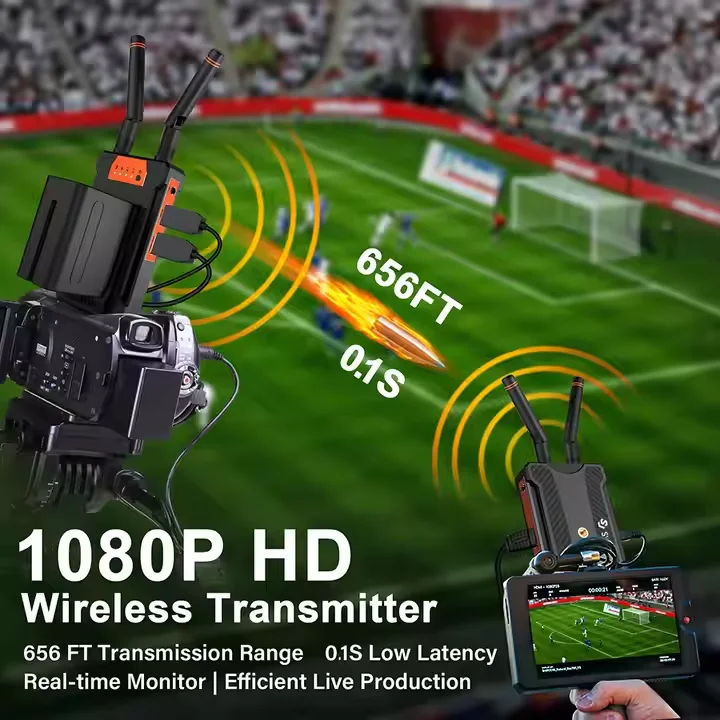 712 5 pcs Set=1 TX+4 RX 250 meters hd mi Wireless Transmitter Receiver with Battery HD Live Streaming VRRIIS 900S