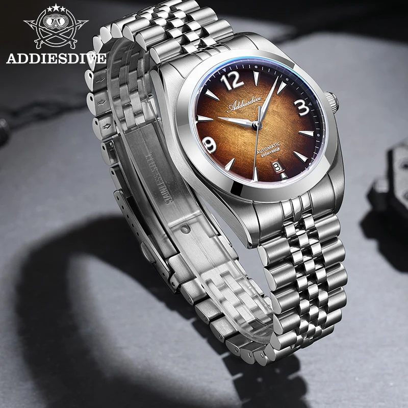 ADDIESDIVE Men's Luxury Automatic Watch Japanese 8215 Movement Sapphire Glass 200M Waterproof Dive Watch 316L Steel BGW9 Luminou