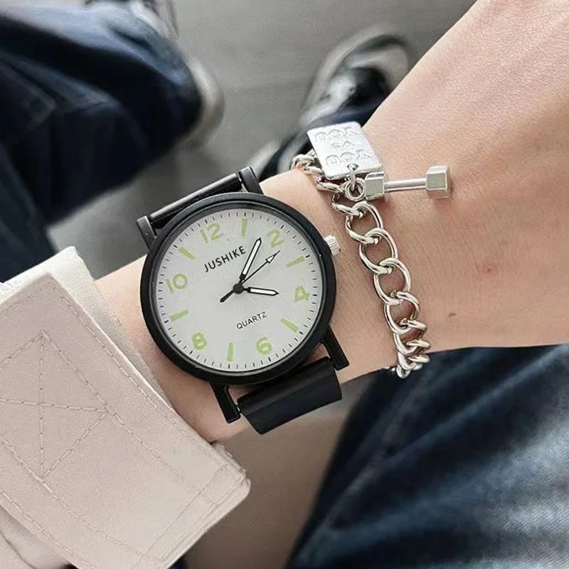 Zegarek damski YIKAZE świecąca tarcza damski zegarek kwarcowy silikonowy sukienka na ramiączkach zegar damski Sudent minimalistyczny Design zegarek