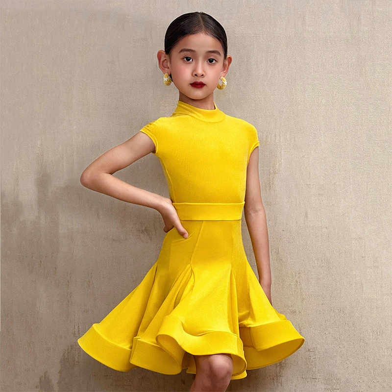 Nouvelle robe de concours de danse latine pour filles, vêtements d'entraînement de danse Cha Cha Rumba, robe de danse professionnelle, DNV23538, nouvelle collection