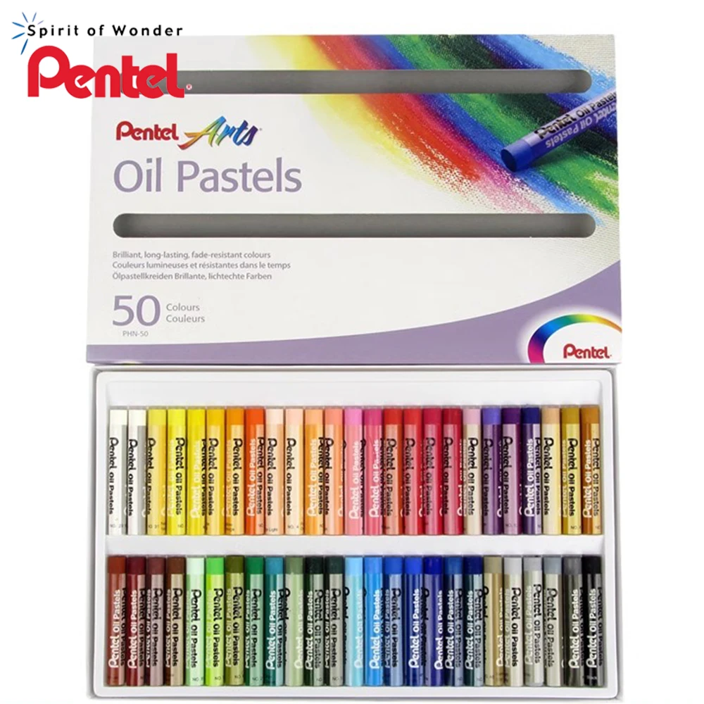 Japan Pentel Oil Pastel PHN Pupils Painting Special Crayons Safety Washable 50 Color Set Crayons for Kids Stationery