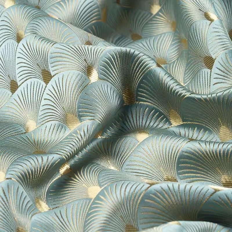 مروحة على شكل أوراق الجنكة المنسوجة قماش الجاكار الساتان جديد تشيباو سترة سترة لامعة أقمشة الأسلاك الذهبية للخياطة