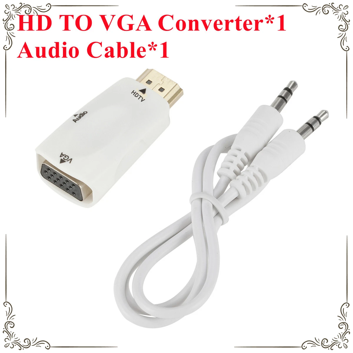 HDMI-kompatibler zu VGA-Kabeladapter Konverter 3,5 mm Audio-Schnittstelle Stecker auf Buchse HD 1080P Übertragungsadapter – Detail 9