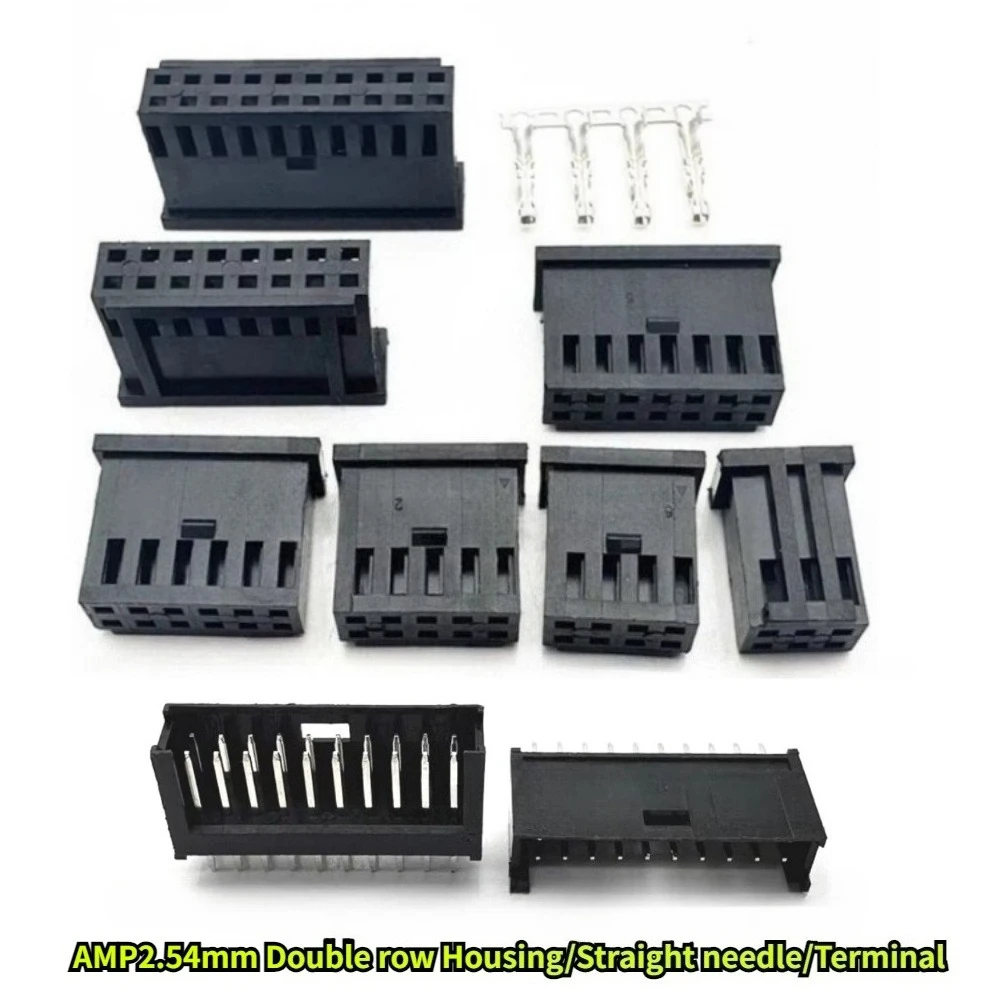 Black AMP2.54mm Double Row Housing/Straight Needle 2*3P/4P/5P/6P/7P/8P/10P 280 Connector Plug Terminal Replace 280365 Terminal