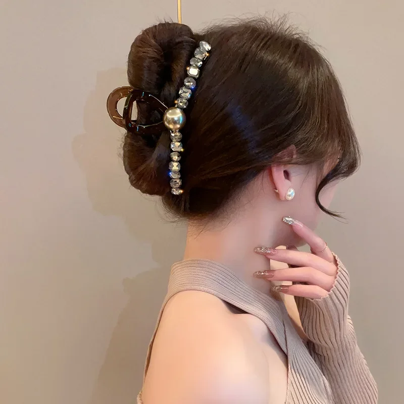 Maillard Sparkling Pearl Bow Large Hairpin for Japanese and Korean Girls Elegant and Fashionable Headwear Hairpi