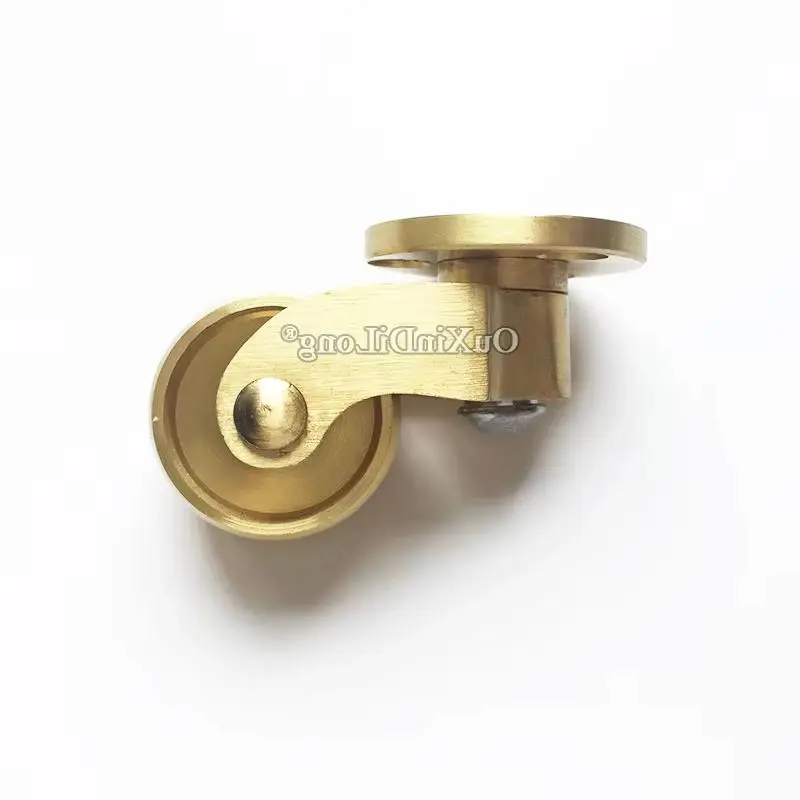 Durable 4PCS 1'' Solid Brass Casters Table Chair Sofa Cabinet Feet Castors Ultra-Low Height Furniture Rollers 360° Swivel Wheels