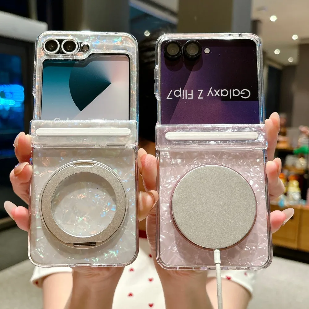 

Rotating Bracket For Samsung Galaxy Z Flip 7 6 7 FE 5G Phone Case Magnetic Hinge Protective PC Hard Shell Back Cover