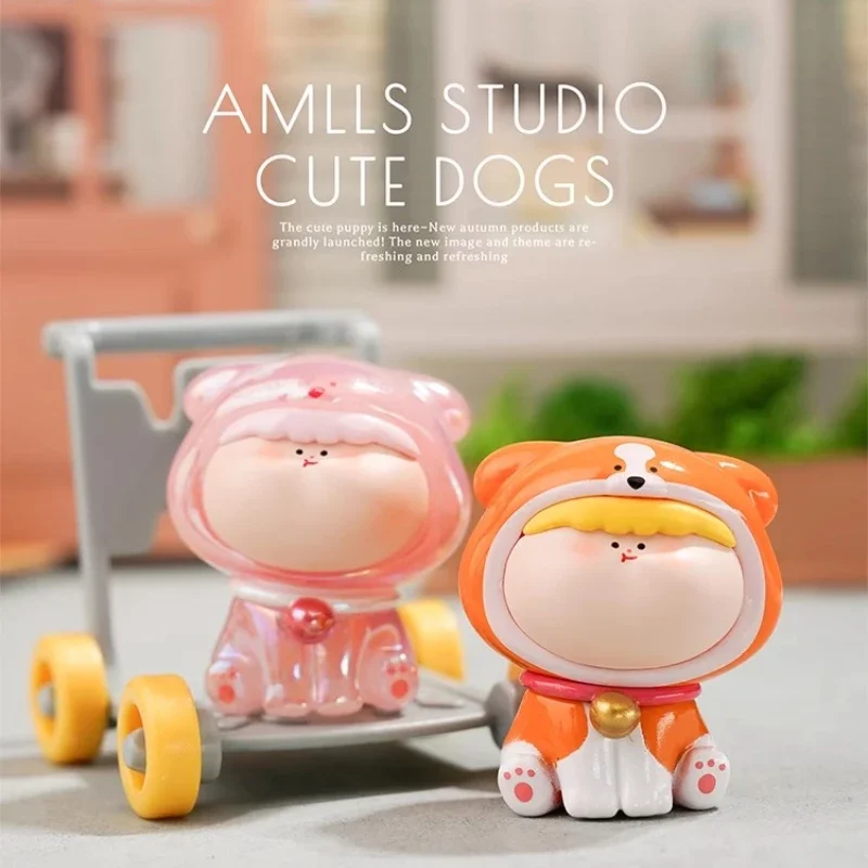 AMLLS Little Dog Series Blind Box Toys Guess Bag Mini Doll Anime Figure Kawaii Desktop Ornament Surprises Girls Birthday Gift