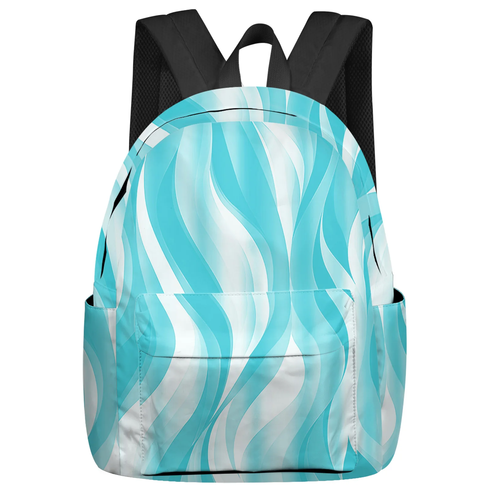 Abstract Gradient Line Blue Green Backpack Teenagers Student School Bags Laptop Custom Backpack for Men Women Travel Bag