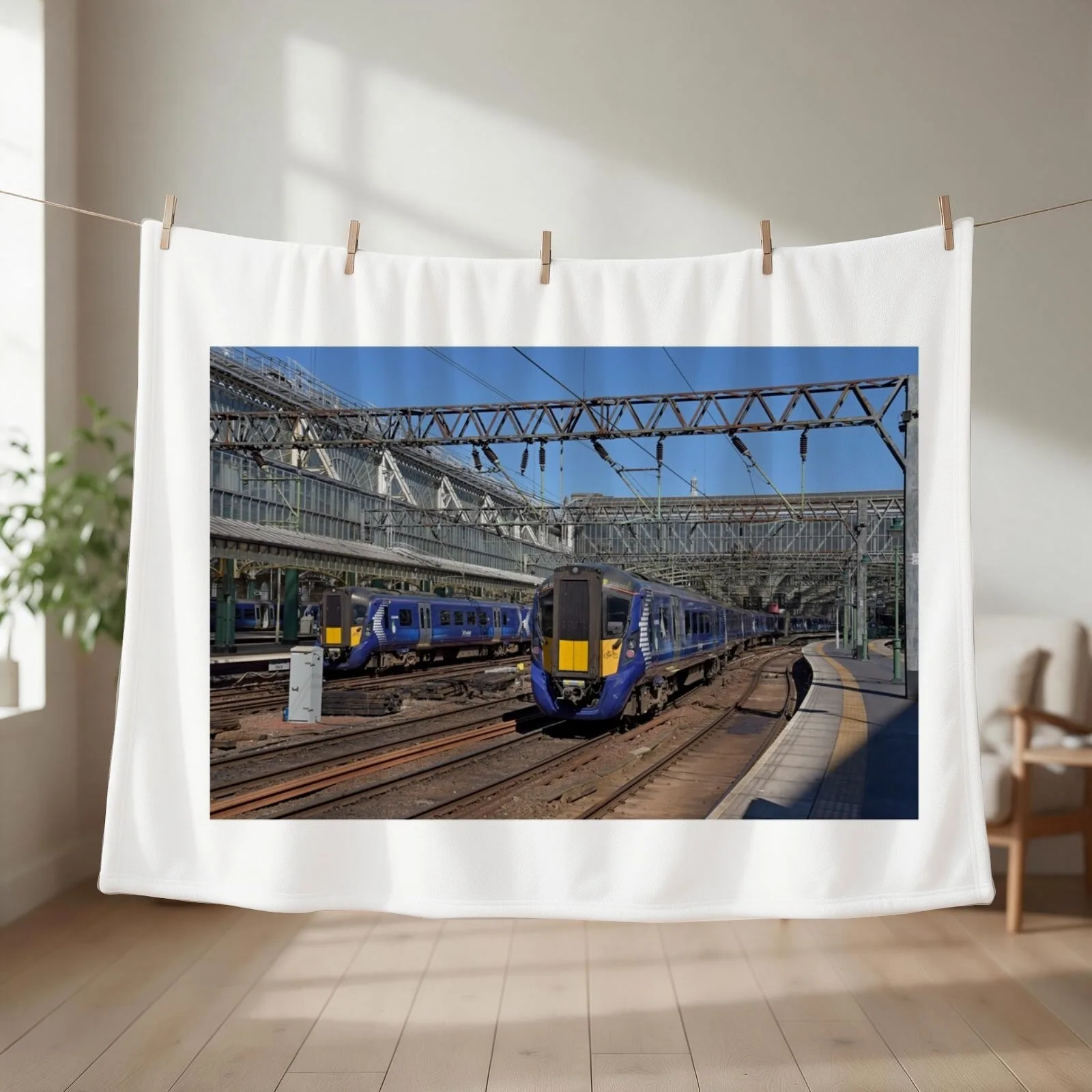 Scotrail Class 380 trains at Glasgow Central Station Throw Blanket Stuffeds For Baby Baby Comforter Blankets