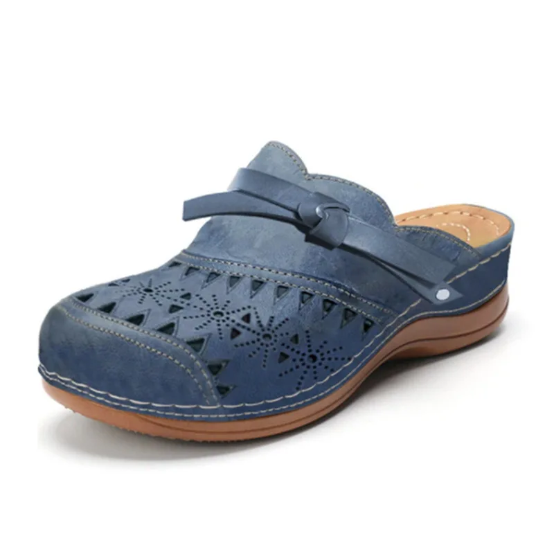 Women Sandals Summer Flat Round Toe Retro Comfortable Casual Wedges Slip on Plus Size Shoes for Women 35-43 Sandalias De Mujer