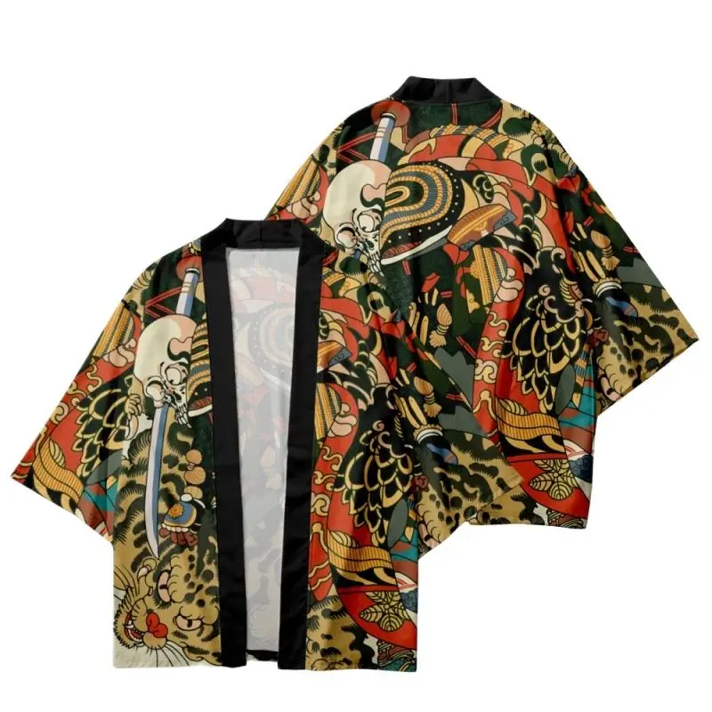 

Cartoon Printed Traditional Japanese Haori Kimono Shorts Women Men Asian Streetwear Cardigan Yukata Samurai Clothing