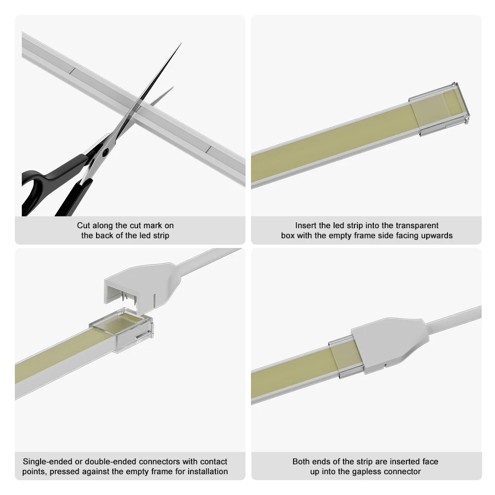 Gingow 2-Pins Connectoren Voor 10Mm Ip68 Cob Led Strip Licht Led Extension Transparant Gapless Combinatie Connector Kit