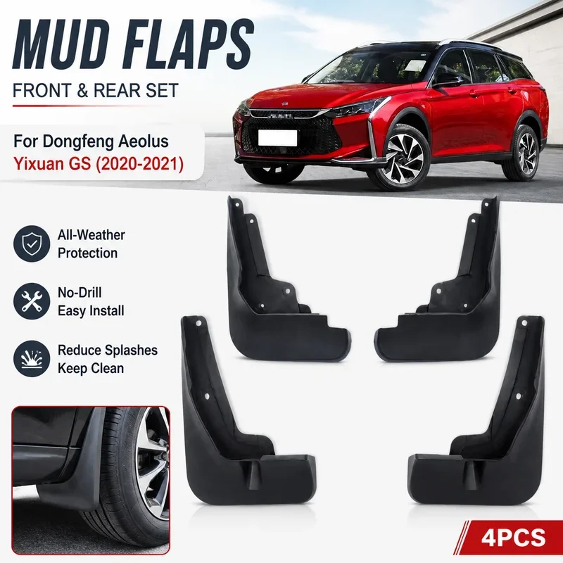 Mud Flaps for Dongfeng Aeolus Yixuan GS (2020-2021) Fender Mudguard Mud Flaps Guard Splash Flap Mudguards Car Accessories