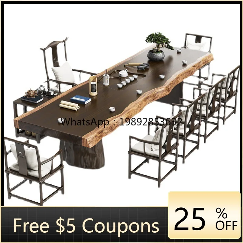 

YFY Modern Minimalist Home Solid Wood Tea Table and Chair Set Natural Wood Tea Table New Chinese Style Color Block