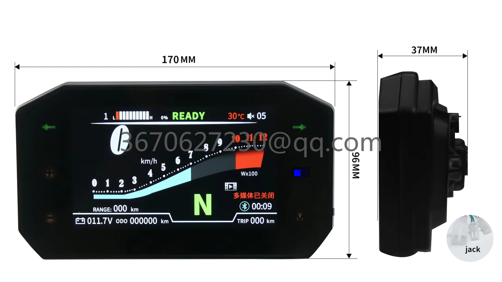 Modifications Electric Motorcycle LCD TFT Display Screen Speedometer for Motorbike Upgrades Aftermarket Accessories