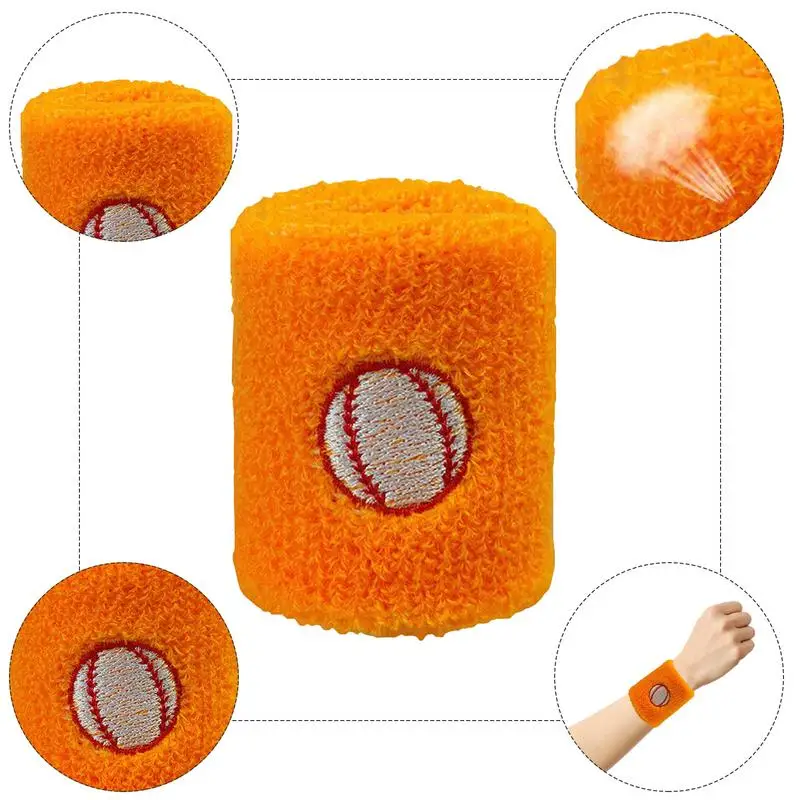 Wristbands For Kids Sports Absorbent Wrist Sweat Bands For Sports Children Wrist Bands Sweat-proof For Basketball Baseball