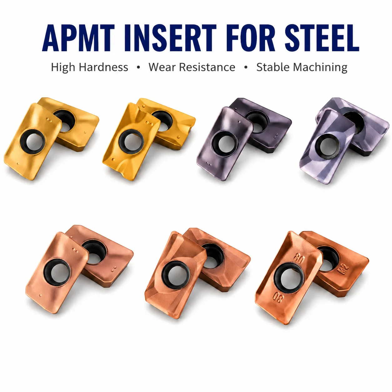 APMT1135PDER APMT1604PDER Plaquettes de fraisage en carbure revêtues, plaquettes indexables CNC pour usinage grossier de l'acier et de l'acier inoxydable, 10 pièces