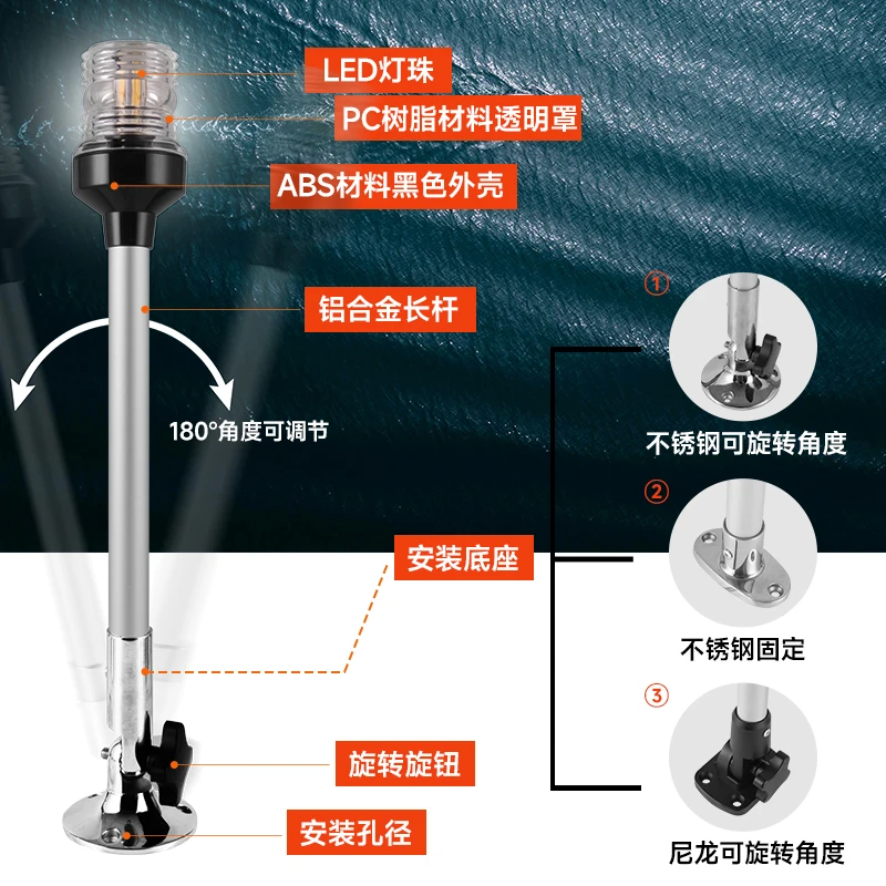 Anneau lumineux LED 12-24V pour la navigation marine, accessoires d'éclairage, côté gauche et droit, indication du signal, hublot