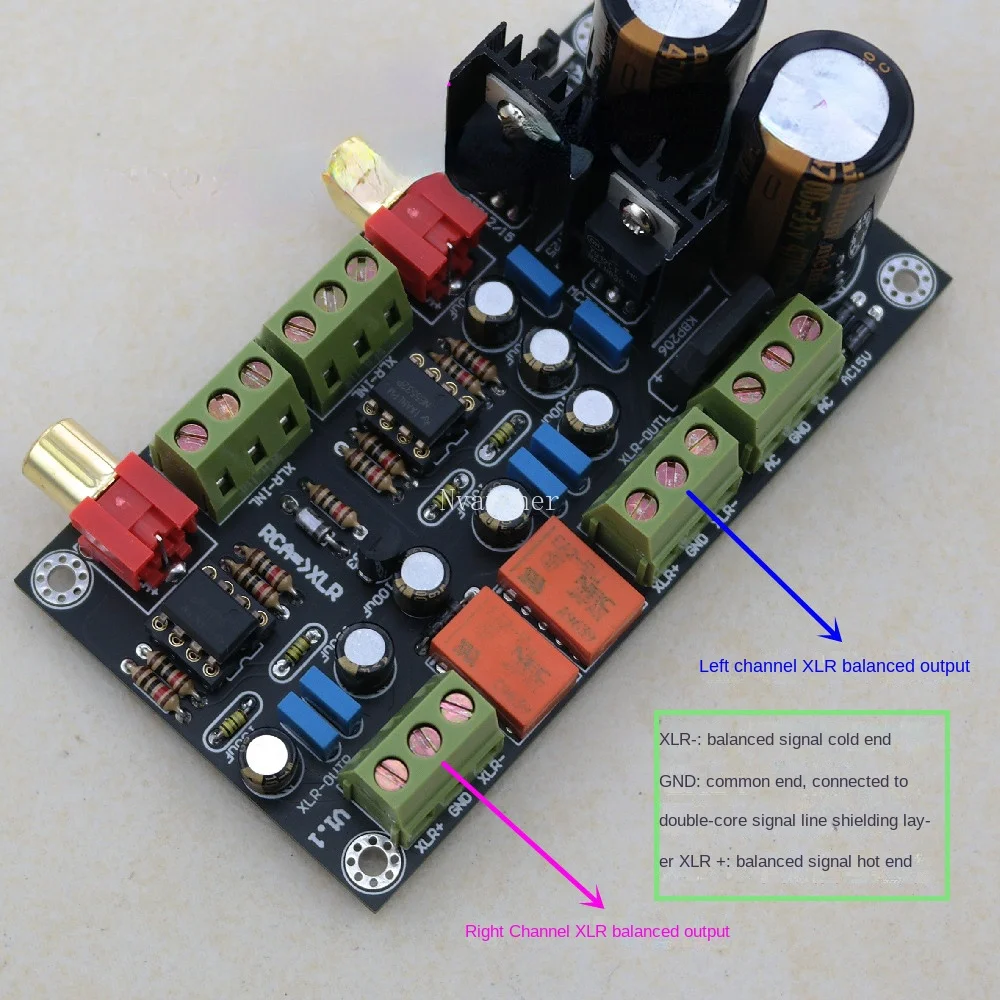 RCA/XLR single-ended to balance circuit board RCA XLR with rectifier filter can be AC powered