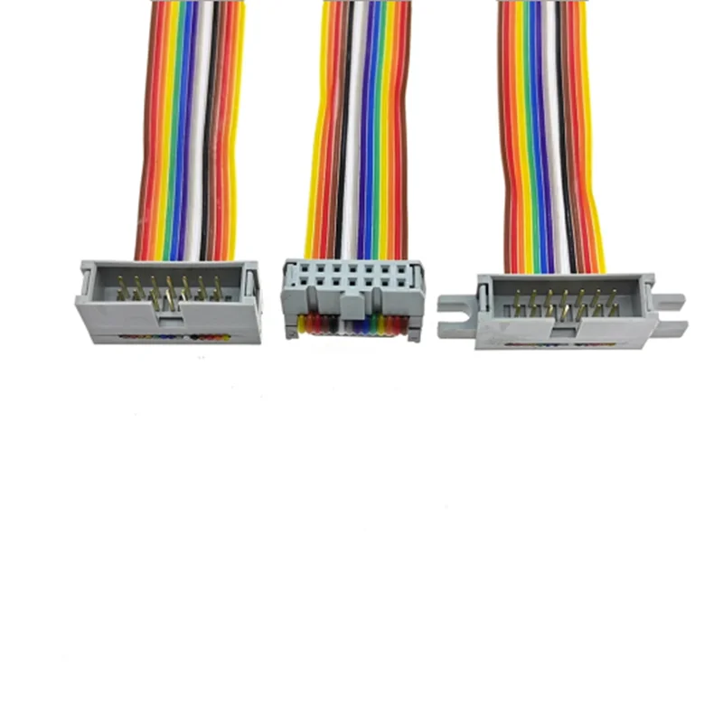 FC to DC3 2.54MM Pitch IDC Color Flat LED Screen Connection JTAG Download Line 10P/14P/16P/20/26/30/40/64 Pin GPIO Ribbon Cable