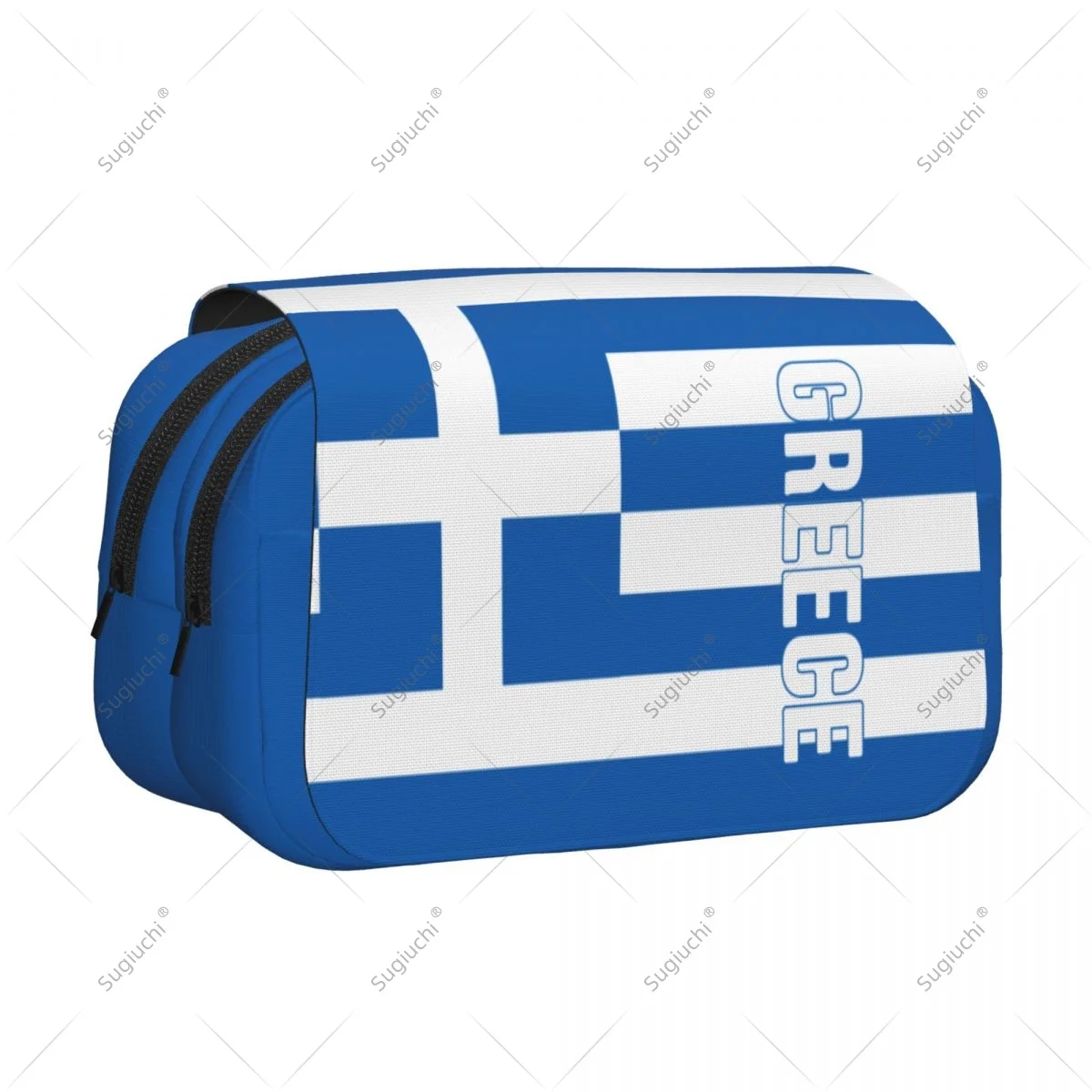 Pencil Case Scissors Bags 3D Greece Flag Double-layer Oxford Cloth Stationery Storage Pen Box Case