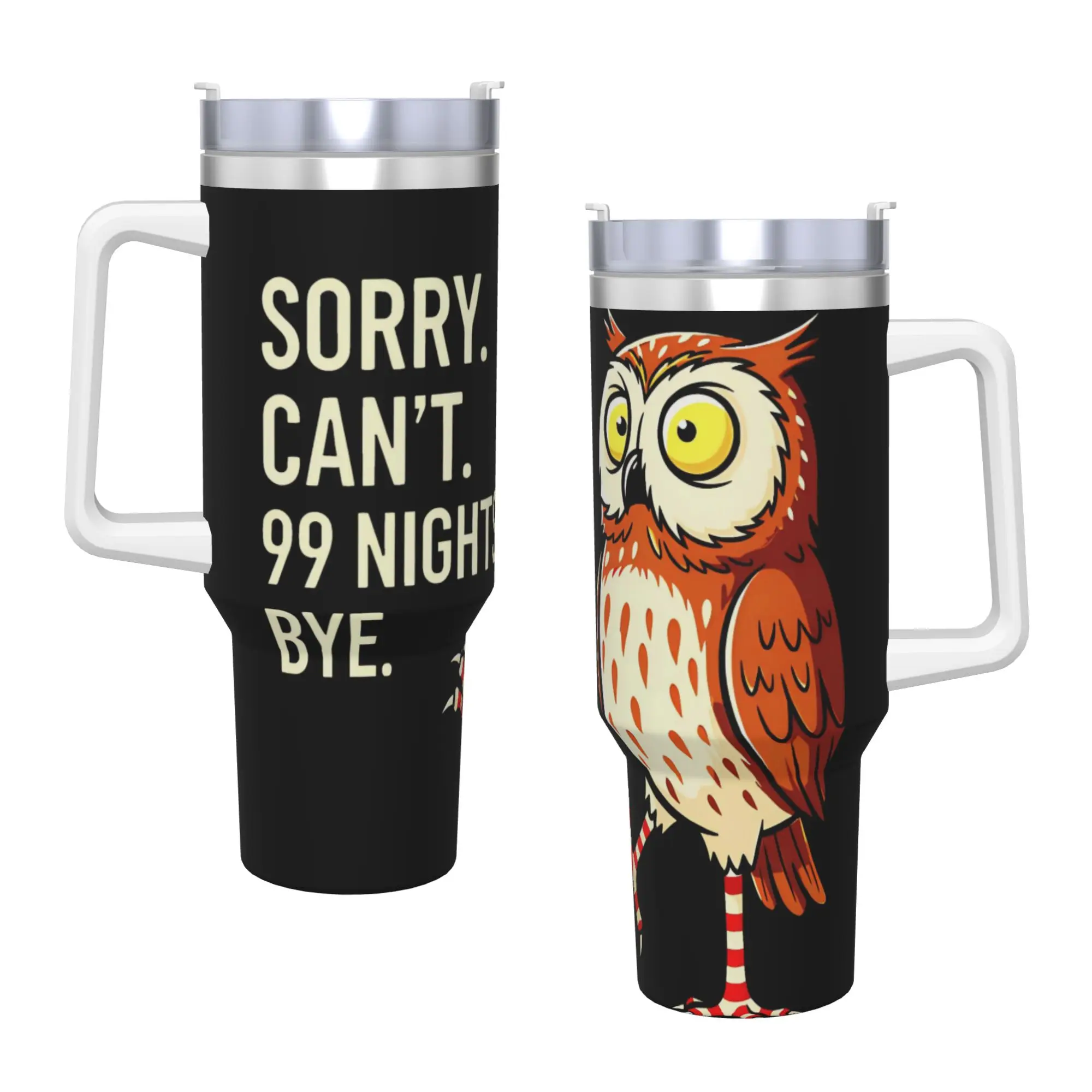 بهلوان من الفولاذ المقاوم للصدأ آسف لا يمكن 99 ليالًا وداعا الغابات البومة أكواب حرارية إبقاء الحرارة أكواب المشروبات الباردة كوب زجاجة ماء للقيادة