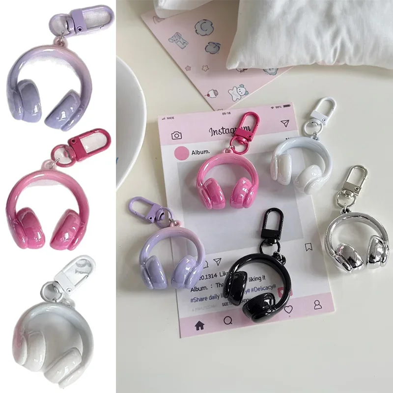 1PC Cute Creative 3D Earphones Pendant Keychain Mobile Phone Chain Earphone Charm Backpack Hanging Decoration Accessories Gifts