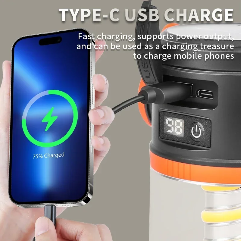 Solar Tent Lanterns For Camping Solar & USB Rechargeable Camping Atmosphere Lamp Outdoor Tent Light