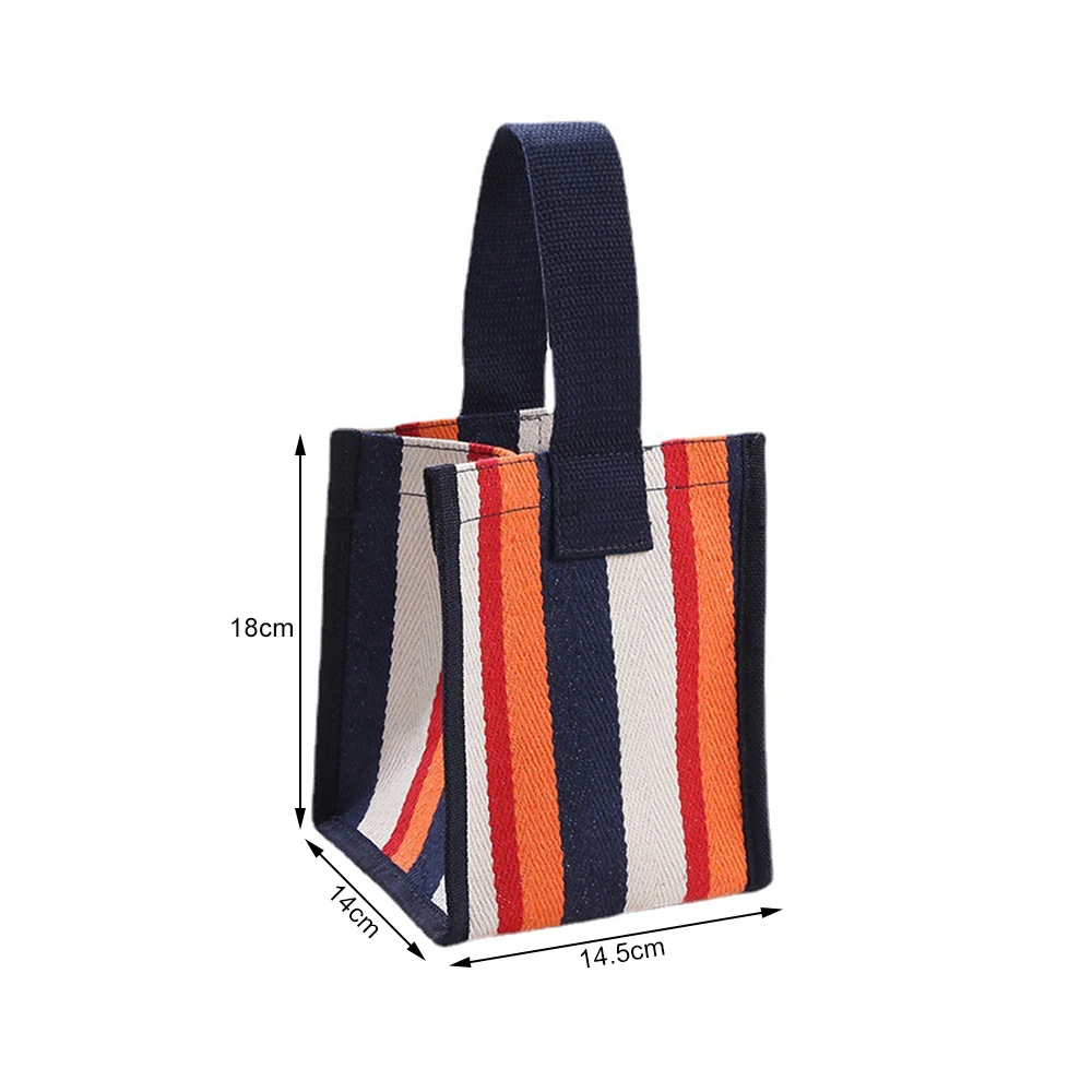 Women Canvas Striped Mini Shoulder Bag Fashion Reusable Small Shopping Handbag Ladies Casual Large Capacity Tote Bags 2024 New