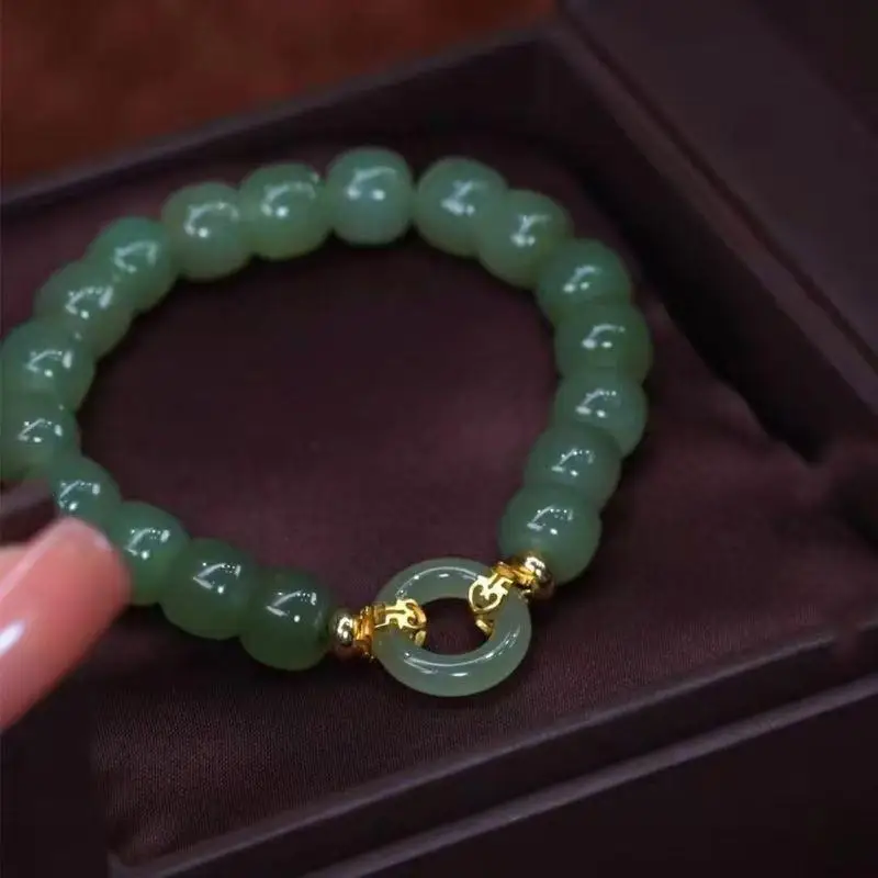 Vintage Agate Talismans Luxury Jewelry Green Natural Jade Ring Bracelet Charm Fashion Gifts For Women 1Pcs
