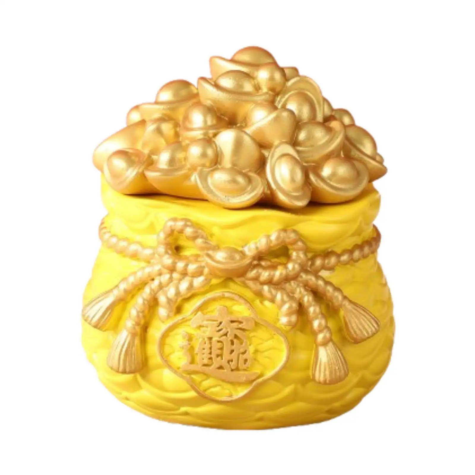 Resin Statue Figurine Living Room Cabinet Yuan Bao Treasure Basin Feng Shui
